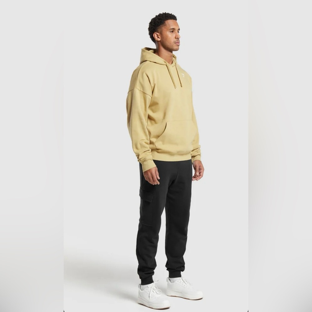 GYMSHARK Men’s Small Crest Oversized Hoodie Khaki Yellow- NWT